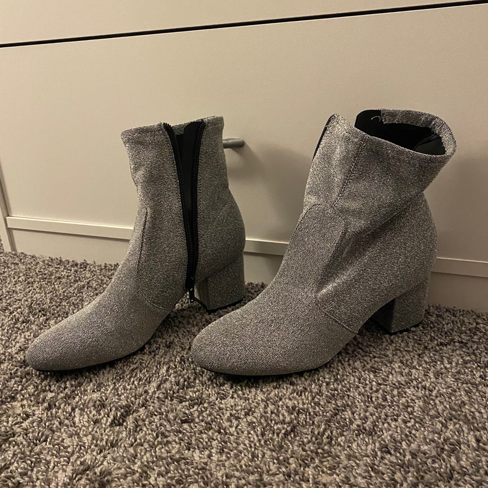 Silver Glitter Sock Bootie